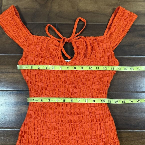 Free People Beach Size XS Orange Eleni Bodycon Midi Maxi Dress‎ - Picture 6 of 12